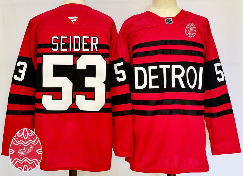 Men Detroit Red Wings #53 Seider Red Fanatics 2025 NHL Jersey style 1